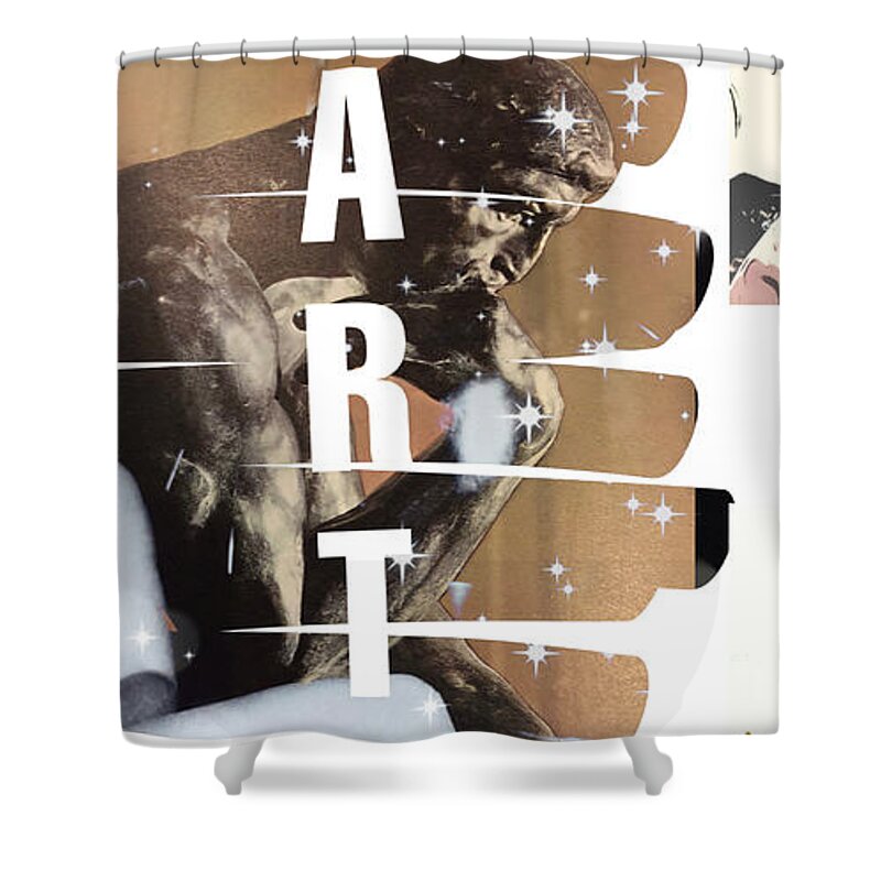 Portrait Shower Curtain featuring the digital art Personality Portrait Collage by Karen Francis