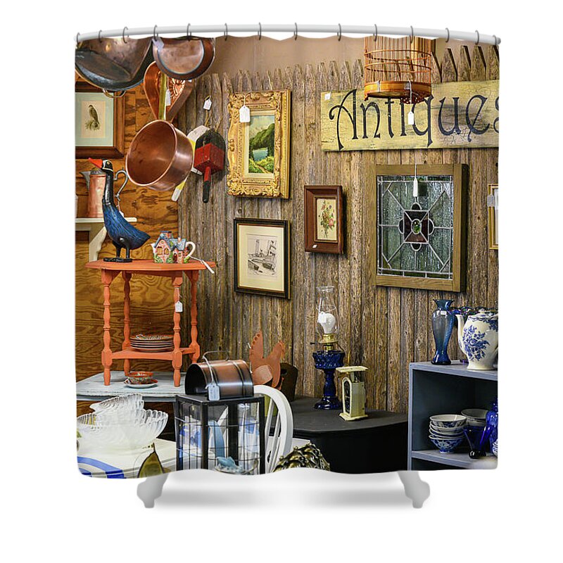 Antique Shower Curtain featuring the photograph Collectors Paradise by Lynn Thomas Amber