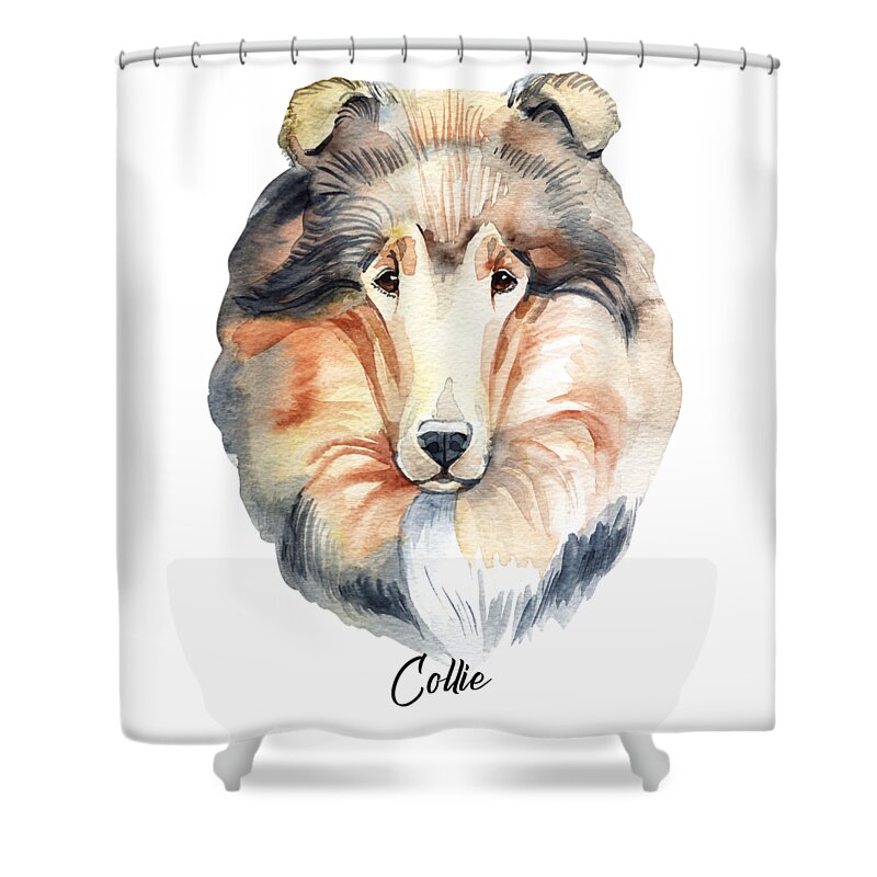 Dog Shower Curtain featuring the digital art Collie Dog Breeds by Sambel Pedes