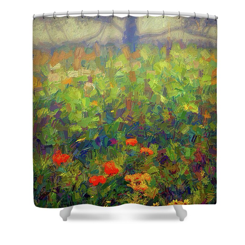 North Carolina Shower Curtain featuring the painting Color Thru the Fog ap by Dan Carmichael