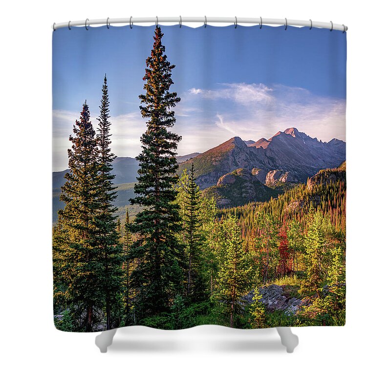 Mountain Landscape Shower Curtain featuring the photograph Colorado Rocky Mountain Morning Light 1x1 by Gregory Ballos