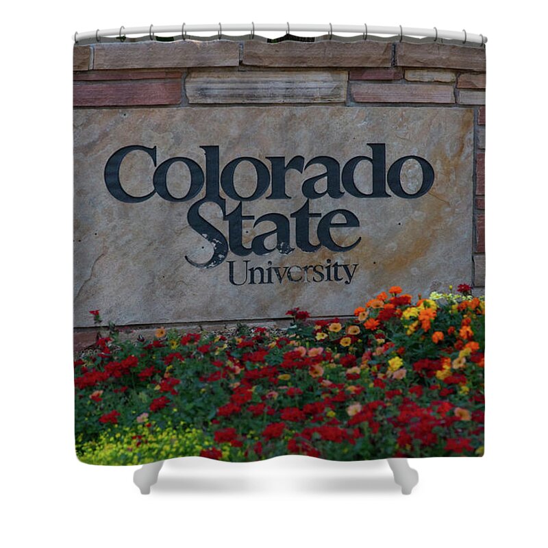 Colorado State Shower Curtain featuring the photograph Colorado State University sign by Eldon McGraw