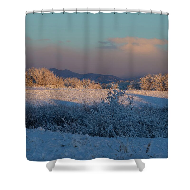 Colorado Shower Curtain featuring the photograph Colorado Sunrise with Foothills by Cascade Colors