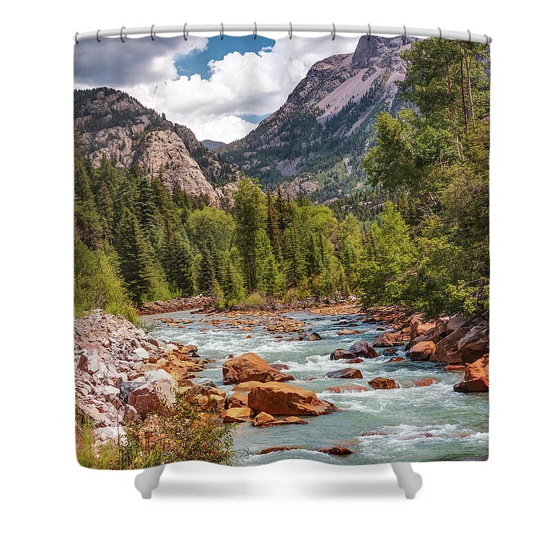 Colorado Print Shower Curtain featuring the photograph Colorado's Animas River Along the San Juan Mountains by Gregory Ballos