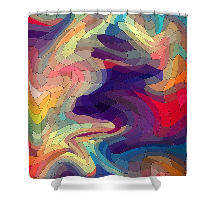 Colorful Shower Curtain featuring the digital art Colorflow Abstract Mosaic by Shelli Fitzpatrick