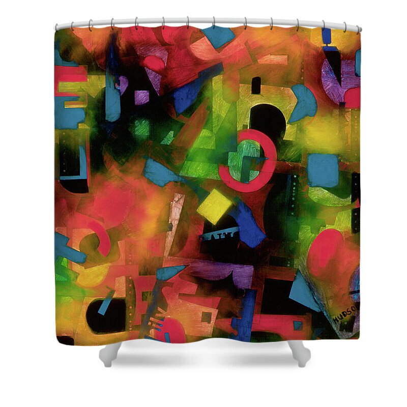Abstract Shower Curtain featuring the painting colorful abstract art - Jazz Time by Sharon Hudson