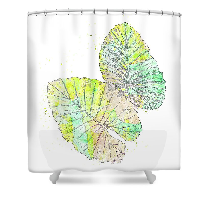 Palm Tree Frond Shower Curtain featuring the mixed media Colorful Abstract Palm Leaf by Pamela Williams
