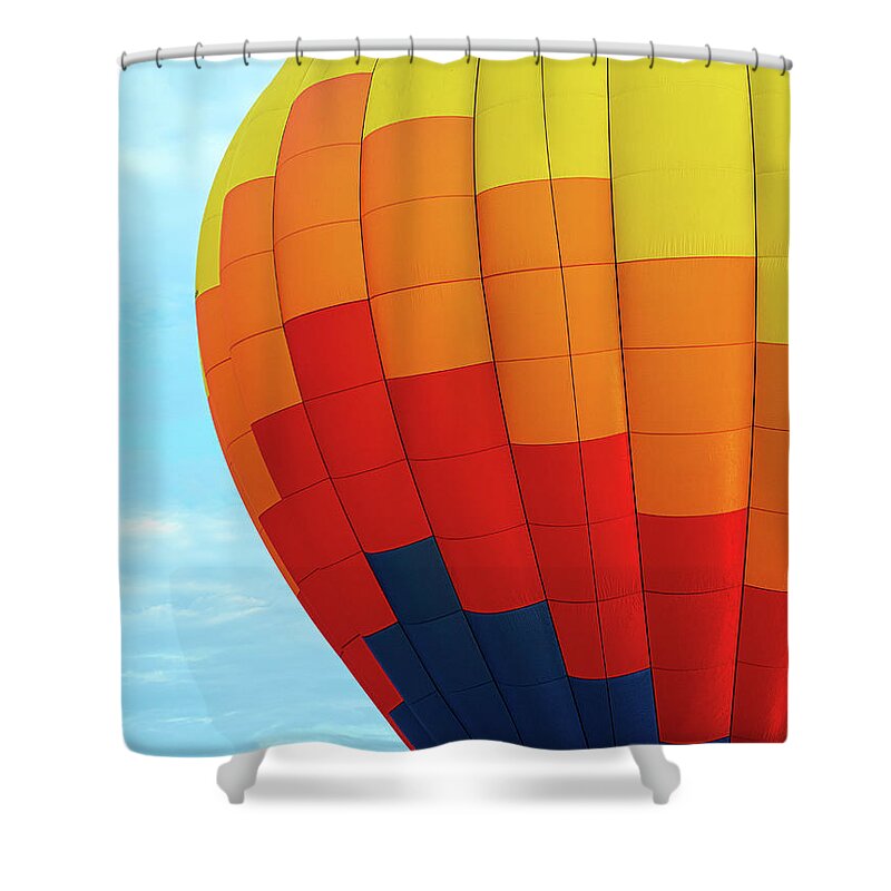 New Jersey Shower Curtain featuring the photograph Colorful Balloon Ready to Launch by Kristia Adams