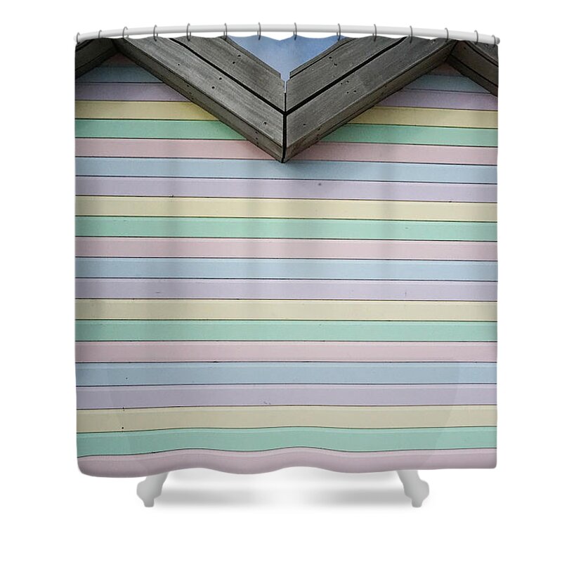 Richard Reeve Shower Curtain featuring the photograph Colorful Beach Hut by Richard Reeve