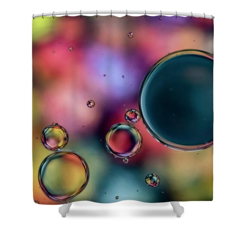 Oil Shower Curtain featuring the photograph Colorful Bubbles by Cathy Kovarik