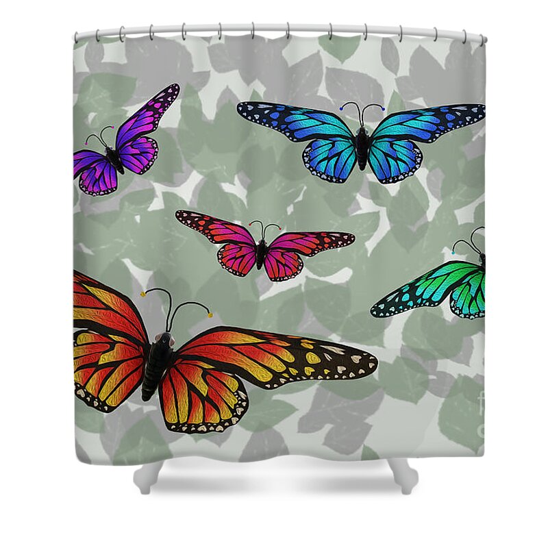 Butterflies Shower Curtain featuring the digital art Colorful Butterflies by Kirt Tisdale