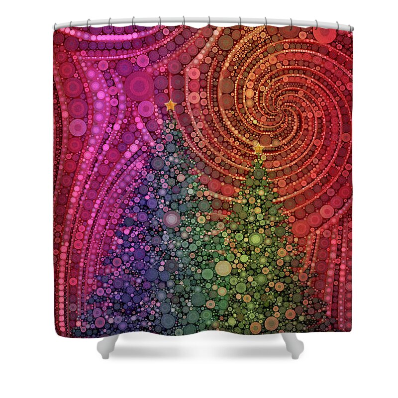 Christmas Trees Shower Curtain featuring the digital art Colorful Christmas Trees by Peggy Collins