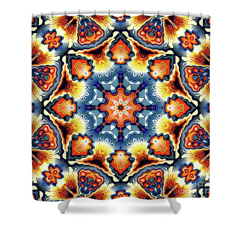 Geometry Shower Curtain featuring the digital art Colorful Concentric Motif by Phil Perkins