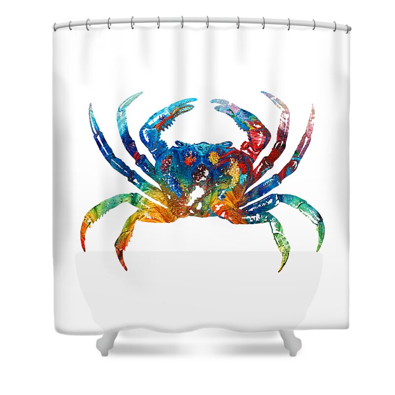 Crab Shower Curtain featuring the painting Colorful Crab Art by Sharon Cummings by Sharon Cummings