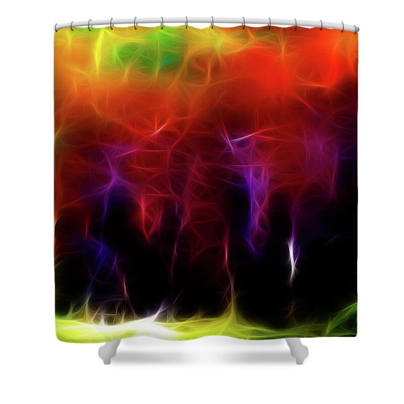 Sunset Shower Curtain featuring the digital art Colorful Forest Digital by Melinda Firestone-White