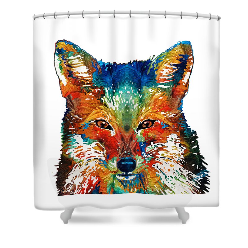 Fox Shower Curtain featuring the painting Colorful Fox Art - Foxi - By Sharon Cummings by Sharon Cummings