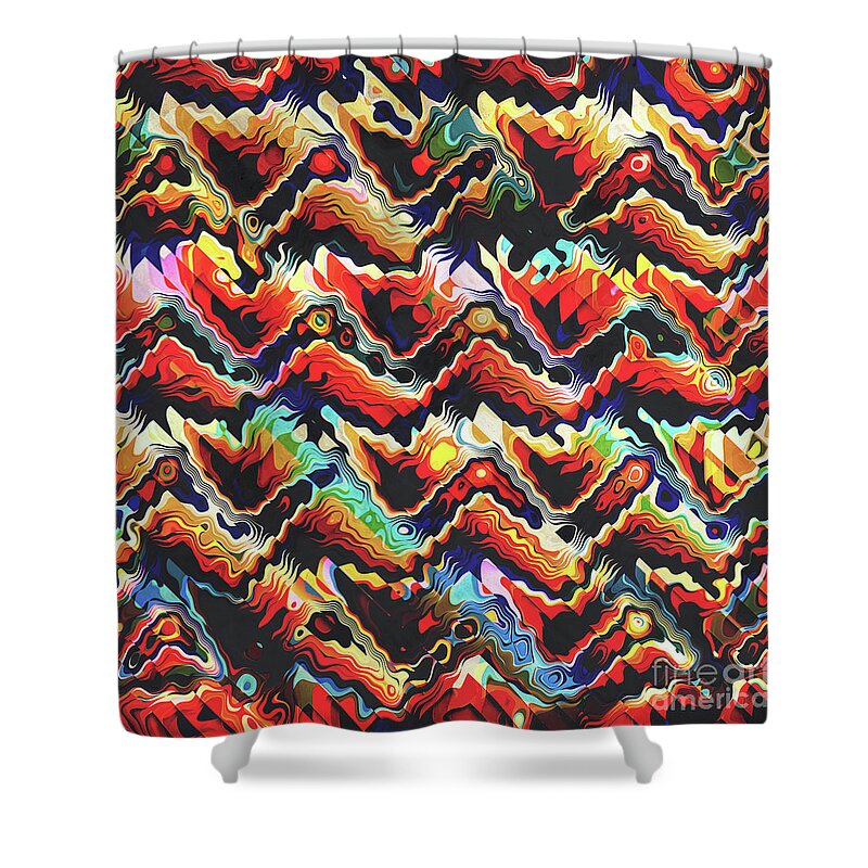 Aztec Shower Curtain featuring the digital art Colorful Geometric Motif by Phil Perkins