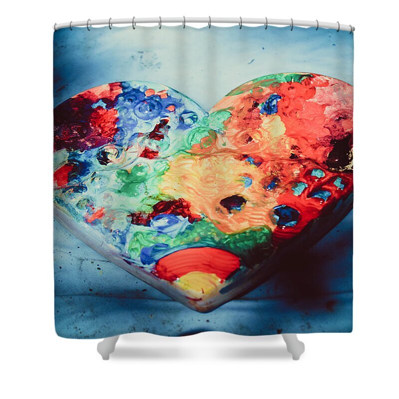 Heart Shower Curtain featuring the photograph Colorful Heart in Water by W Craig Photography