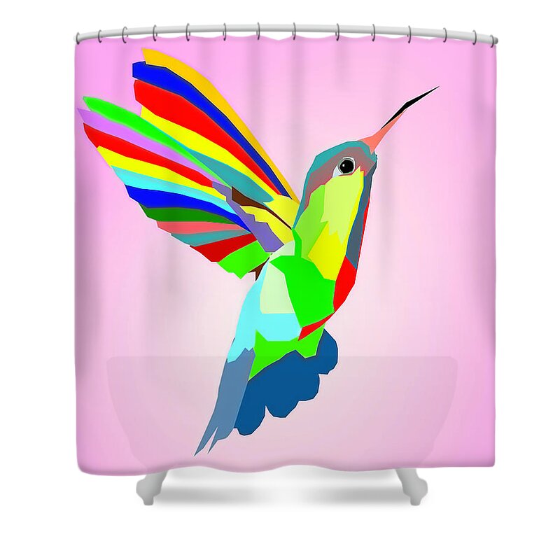 Colorful Hummingbird Design Shower Curtain featuring the digital art Colorful Hummingbird Design by Dan Sproul