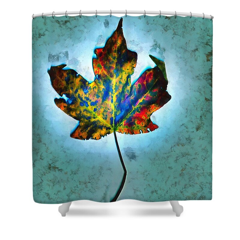 Leaf Shower Curtain featuring the mixed media Colorful Leaf by Christopher Reed