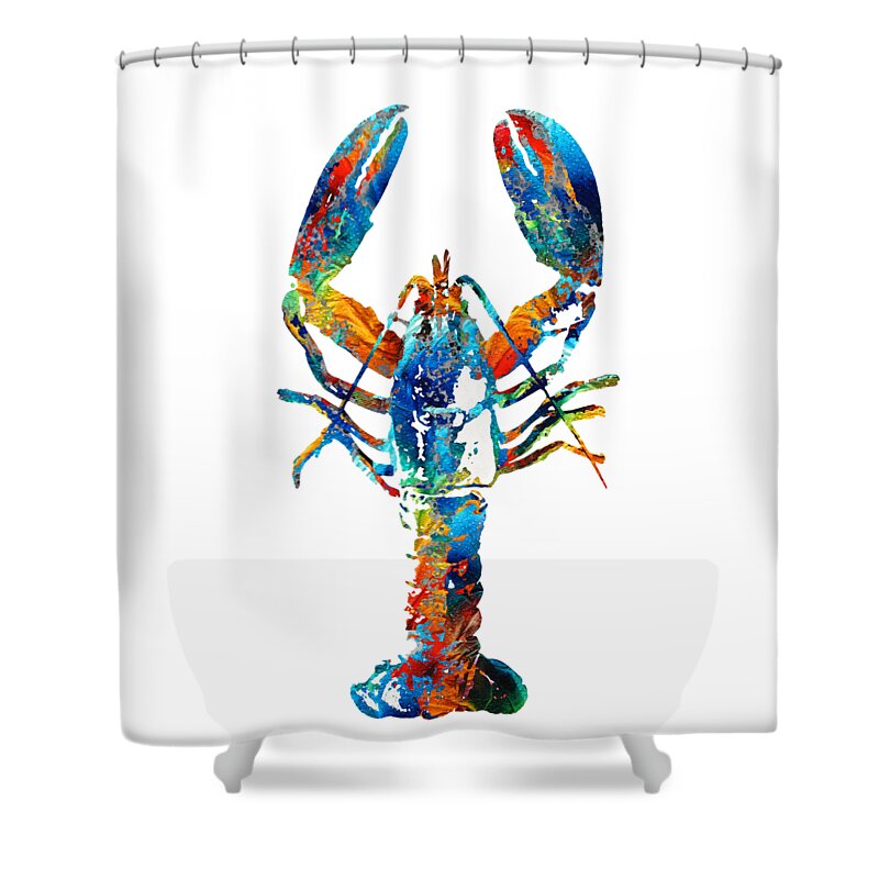 Lobster Shower Curtain featuring the painting Colorful Lobster Art by Sharon Cummings by Sharon Cummings