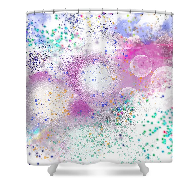 Abstract Expressionism Shower Curtain featuring the digital art Colorful Smoke Signals #1 by Zotshee Zotshee