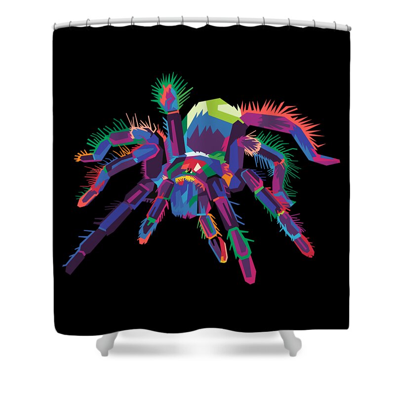 Halloween Shower Curtain featuring the digital art Colorful Spider Pop Art Tarantula by Flippin Sweet Gear
