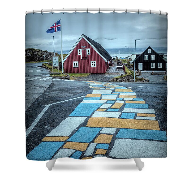 Iceland Shower Curtain featuring the photograph Colorful Street in Djupivogur by Kristia Adams