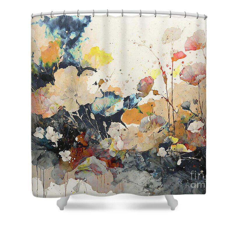 Muted Colors Shower Curtain featuring the digital art Colorful Watercolor Flowes by Deb Nakano