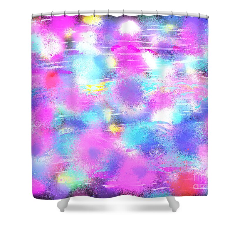 Impressionistic Expressionism Shower Curtain featuring the digital art Colorful Wonders by Zotshee Zotshee