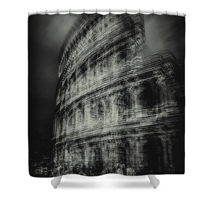 Monochrome Shower Curtain featuring the photograph Colosseo by Grant Galbraith