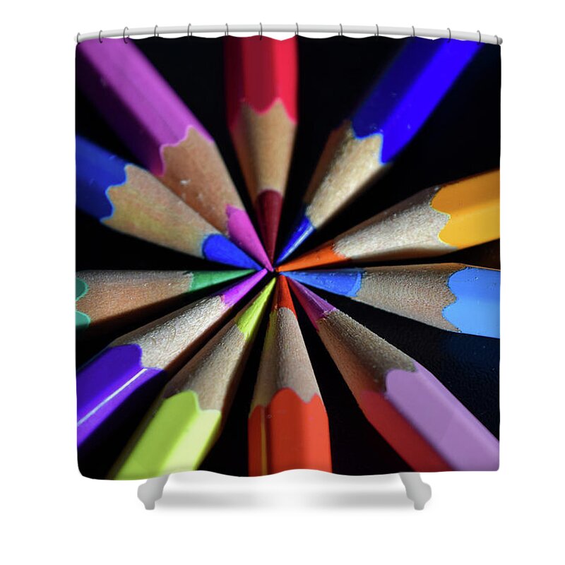 Coloured Pencils Shower Curtain featuring the photograph Colourful pencils by Gareth Parkes
