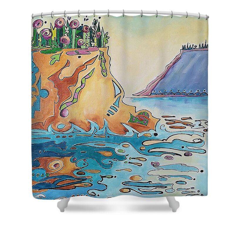 Landscape Shower Curtain featuring the painting Colours of Canada by Sheila Romard
