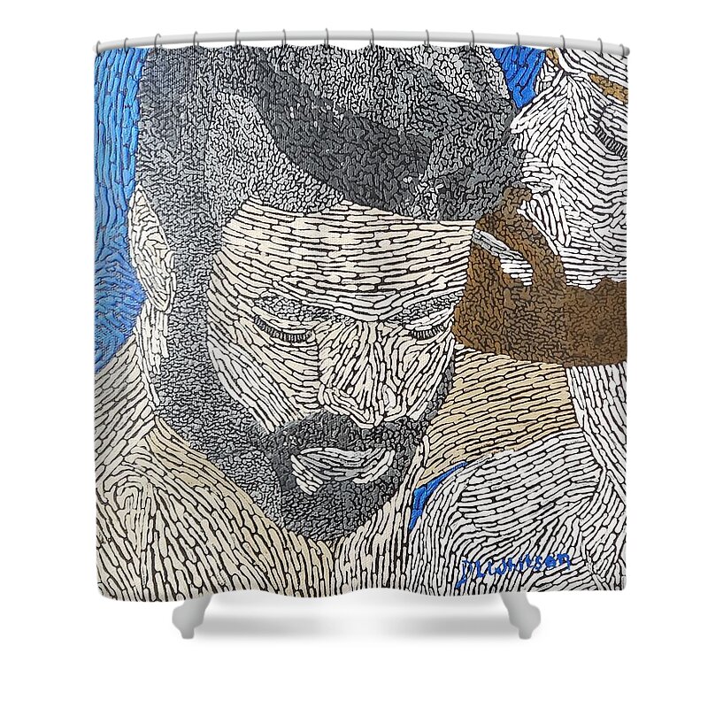 Men Shower Curtain featuring the painting Comfort by Darren Whitson