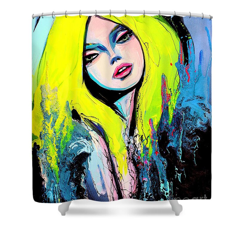 Female Figure Shower Curtain featuring the painting Comfortably Numb by Aja Trier