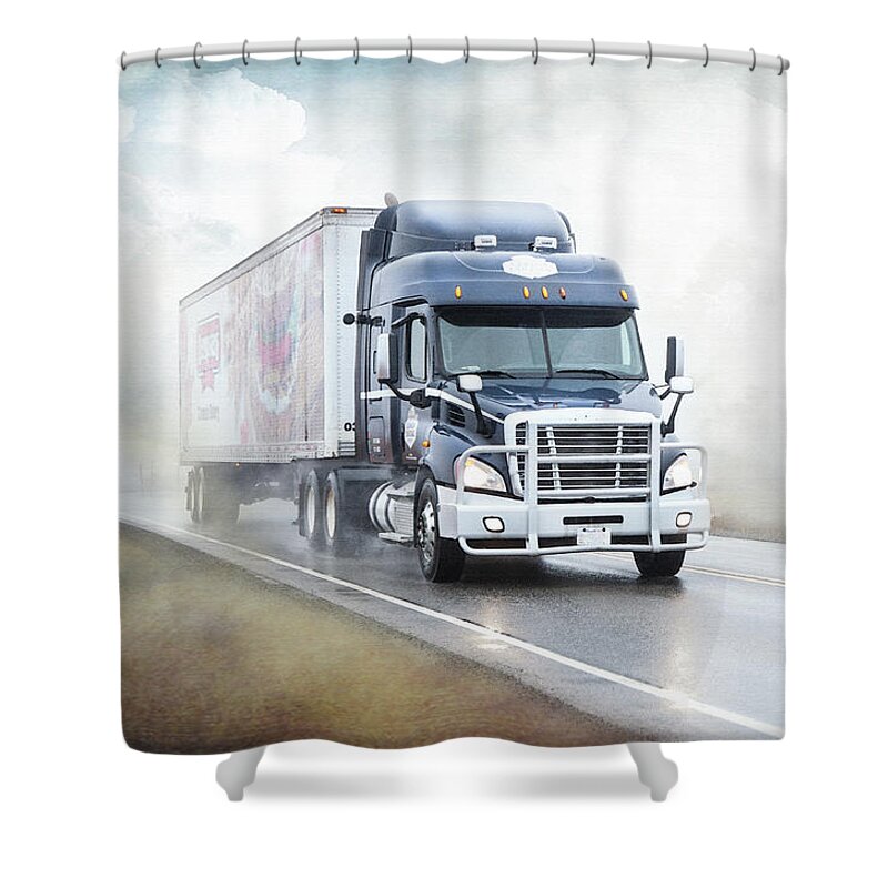 Trucks Shower Curtain featuring the photograph Coming Out Of The Fog by Theresa Tahara