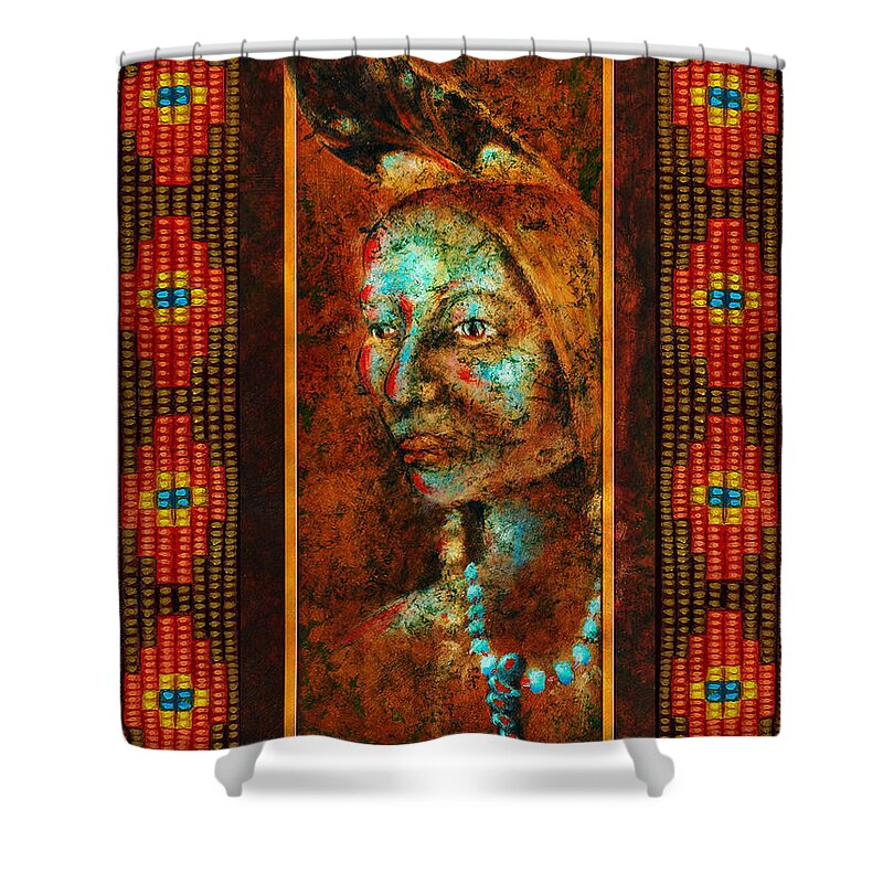 Native American Shower Curtain featuring the painting Coming Together II by Kevin Chasing Wolf Hutchins