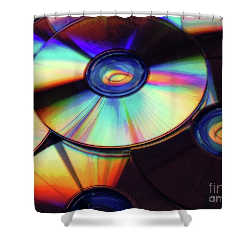 Compact Disks Shower Curtain featuring the digital art Compact Disks by Phil Perkins