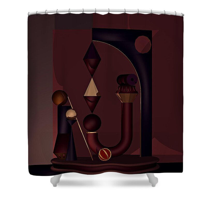 Abstract Shower Curtain featuring the photograph Composition 022 maroon by Andrei SKY