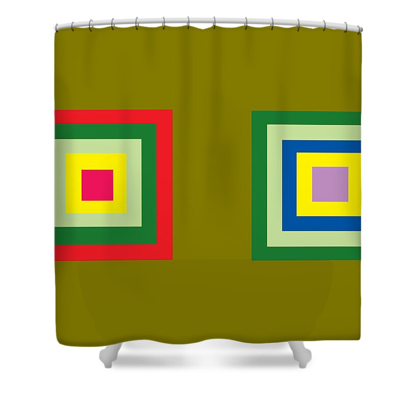 Concentric Squares C 2020 By Ahmet Asar Shower Curtain featuring the painting Concentric Squares by Celestial Images