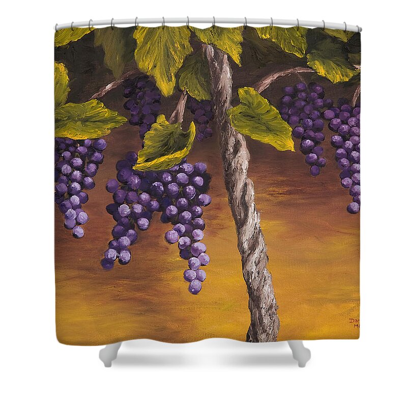 Grape Vine Shower Curtain featuring the painting Concord grapes by Darice Machel McGuire