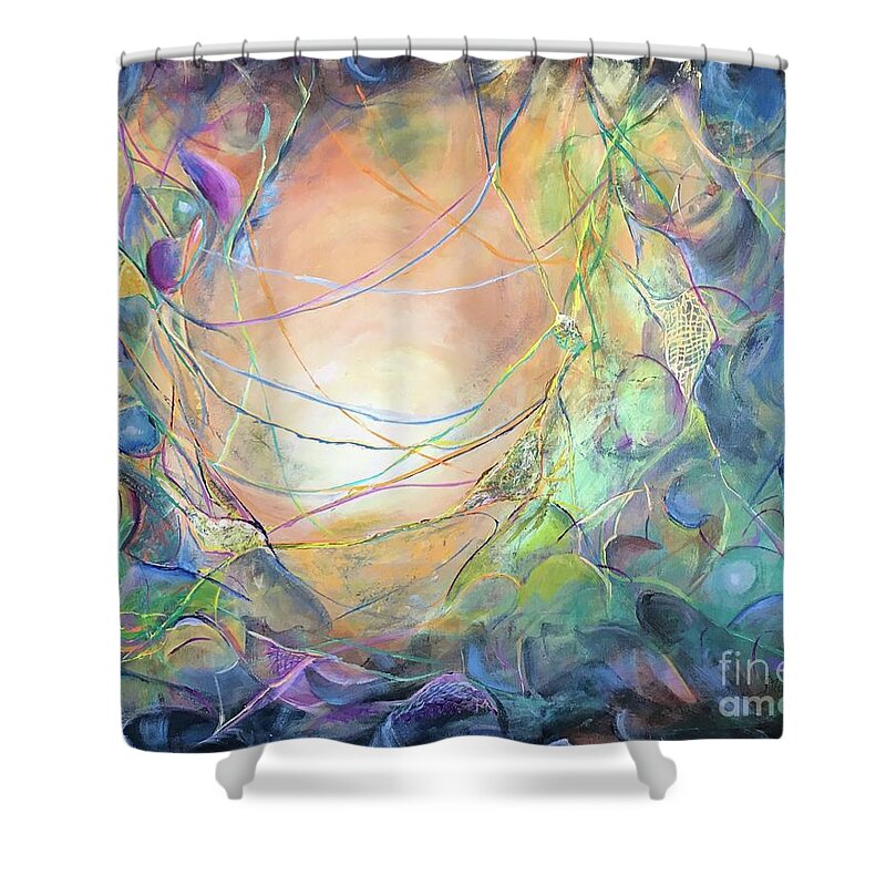 Original Painting Shower Curtain featuring the painting Connected by Maria Karlosak