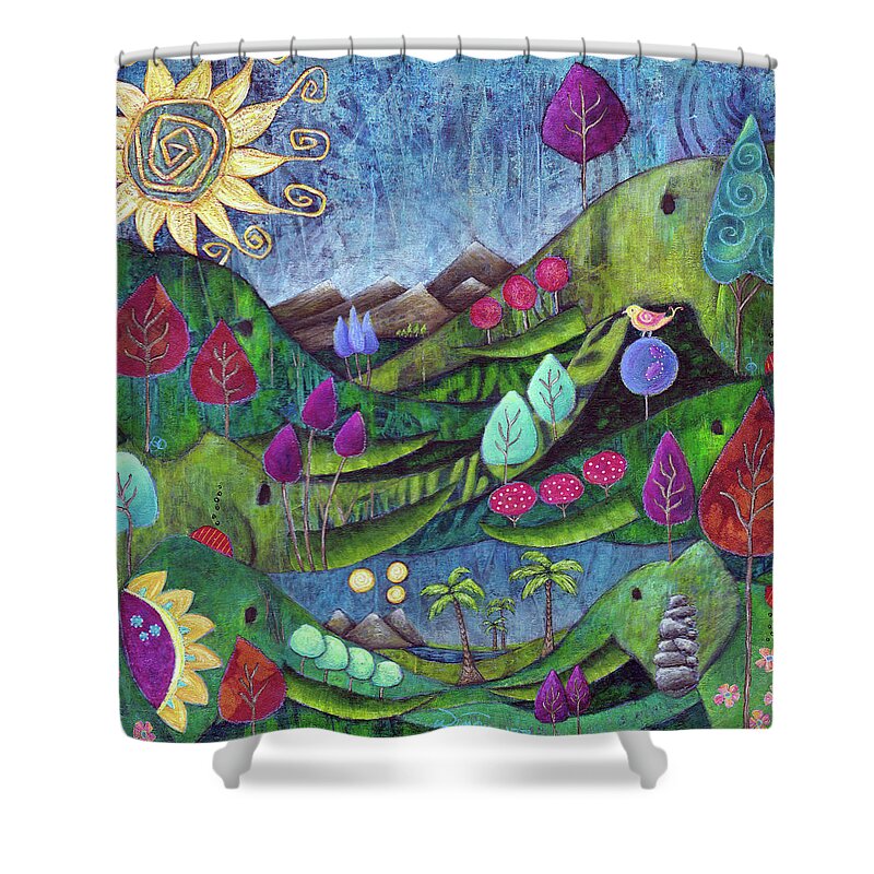 Dreamscape Shower Curtain featuring the painting Connections by Winona's Sunshyne