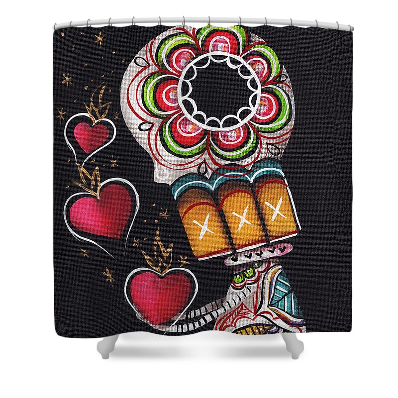 Day Of The Dead Shower Curtain featuring the painting Consecrated by Abril Andrade