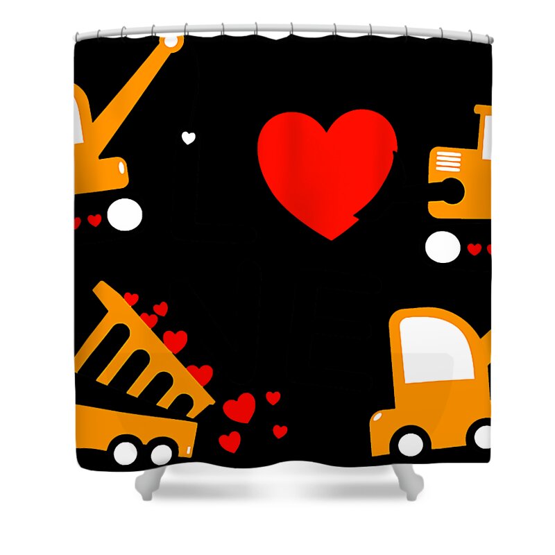 Construction Shower Curtain featuring the drawing Construction Dump Truck Valentine's Day of Lover Kids by Julien