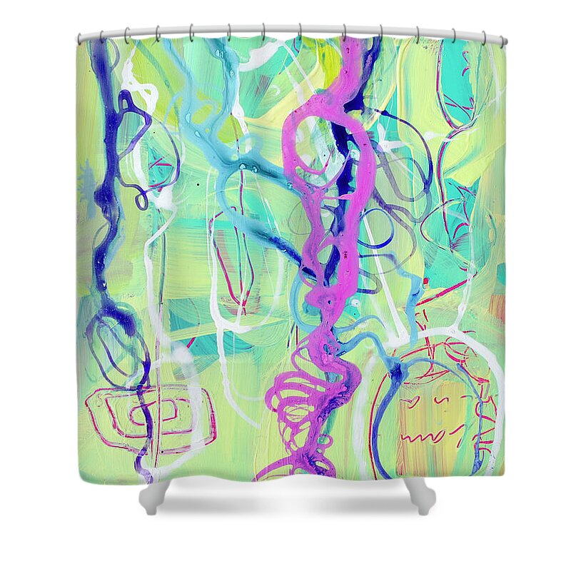 Modern Abstract Art Shower Curtain featuring the painting Contemporary Abstract - Crossing Paths No. 2 - Modern Artwork Painting No. 3 by Patricia Awapara