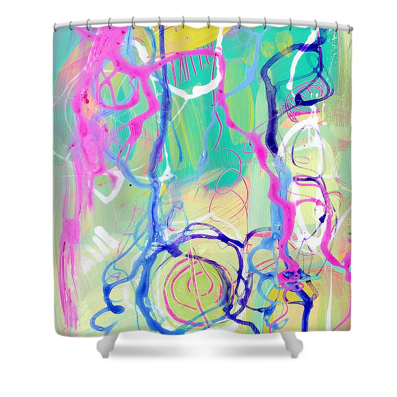 Contemporary Decor Shower Curtain featuring the painting Contemporary Abstract - Crossing Paths No. 2 - Modern Artwork Painting No. 4 by Patricia Awapara