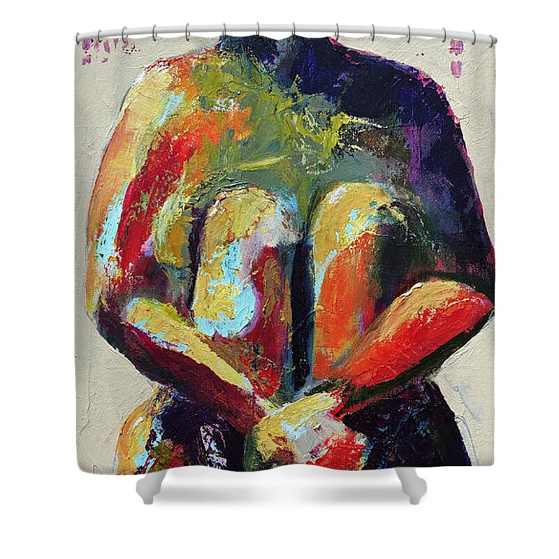 Figurative Shower Curtain featuring the painting Contented by Sharon Sieben
