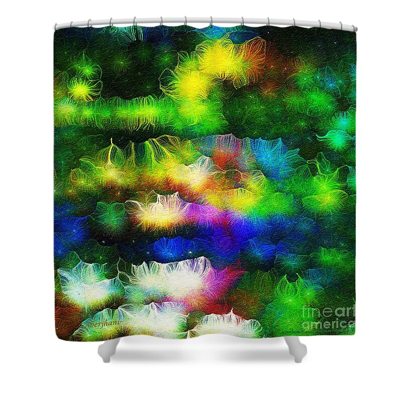 Book Art Shower Curtain featuring the digital art Converging Grace Number 2 without Text by Aberjhani