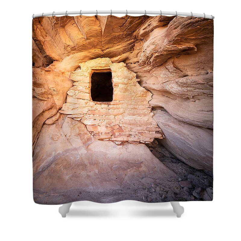 Anasazi Shower Curtain featuring the photograph Converging by Peter Boehringer